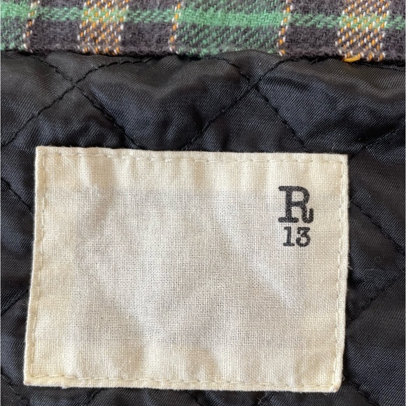 R13 Tote Bag Medium 2 Straps Oversized Flannel 💚 Green Plaid Grunge Street Luxe - Picture 14 of 16